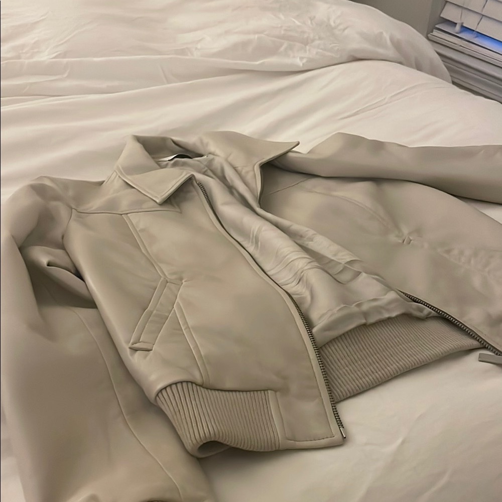 Babaton Cream Leather Jacket